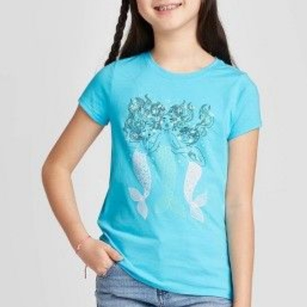 Cat & Jack Girls' Mermaid Short Sleeve T-Shirt